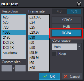 AR objects set by UE to be output from the NDI (ALPHA)