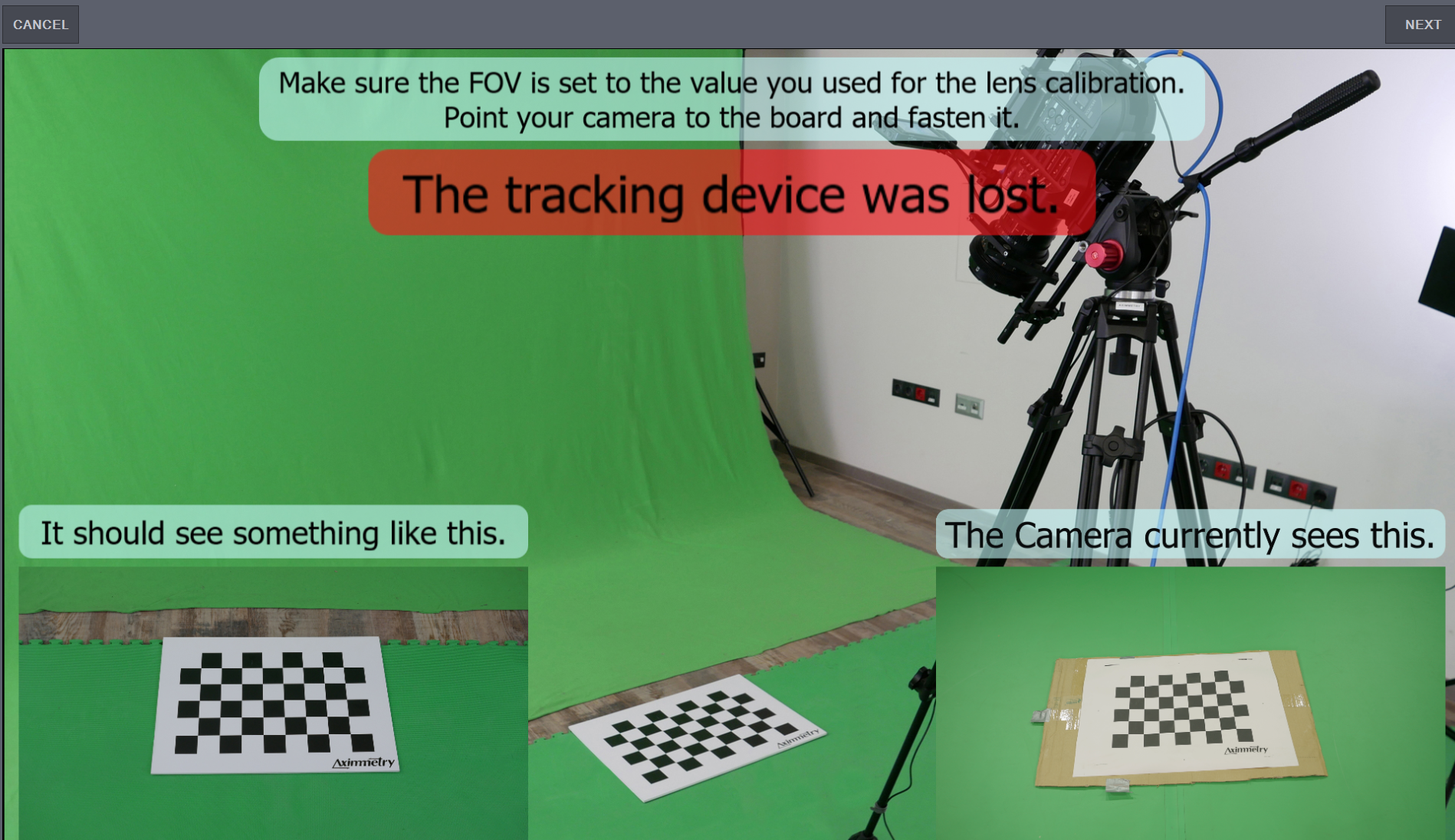 The tracking device was lost - Camera Calibration