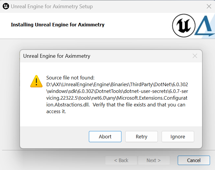 Beta UE5 for Aximmetry Error during Install