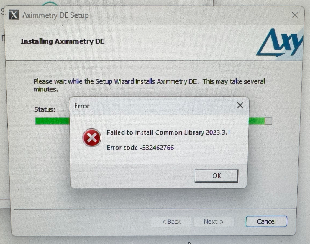 2023.3.1 Fails to install on fresh new Win11Pro PC- Error code -532462766