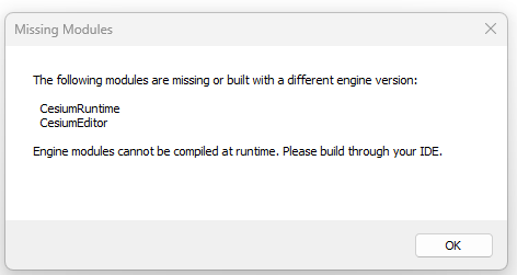 Problems installing the Cesium for Unreal plug-in