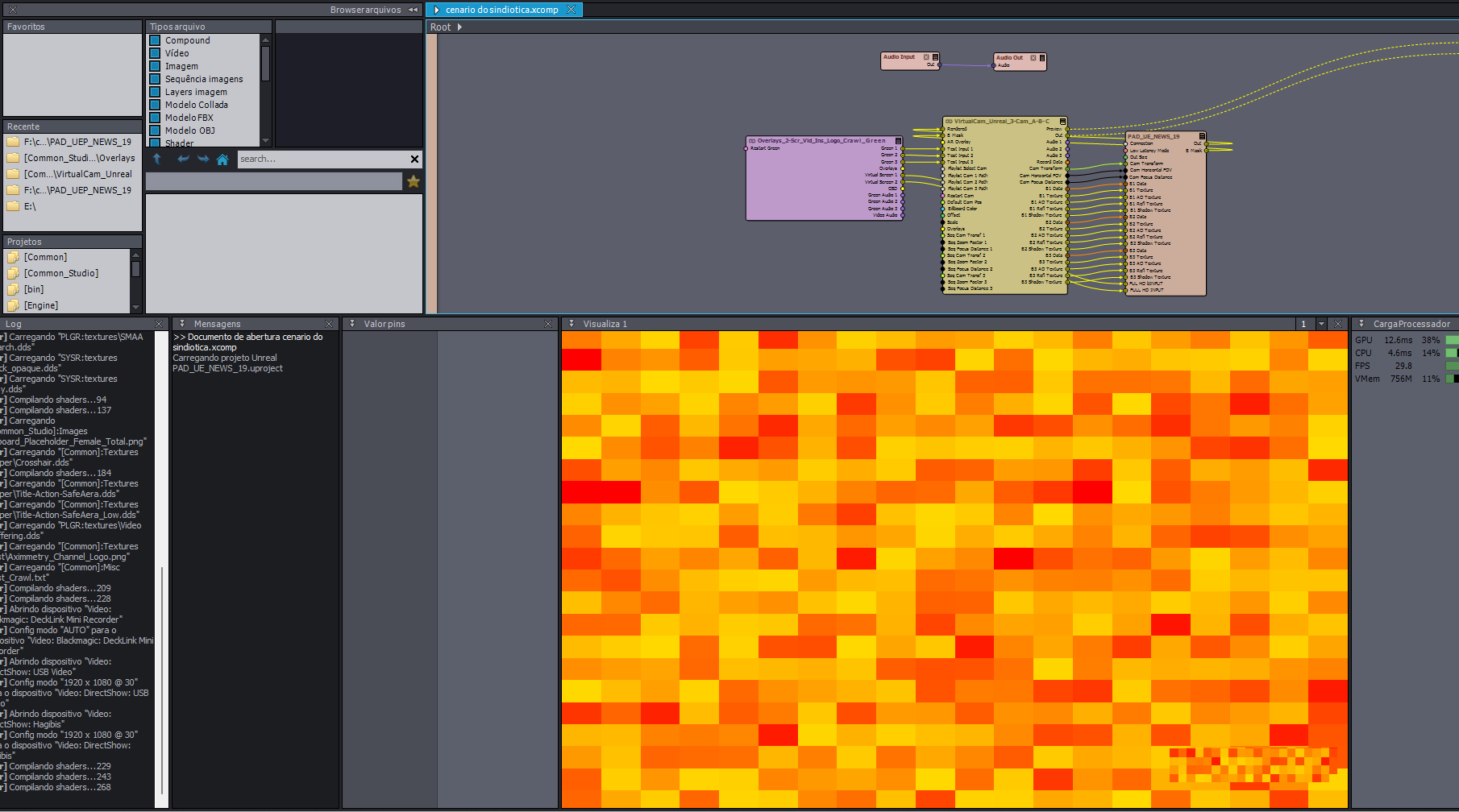 output stuck and red