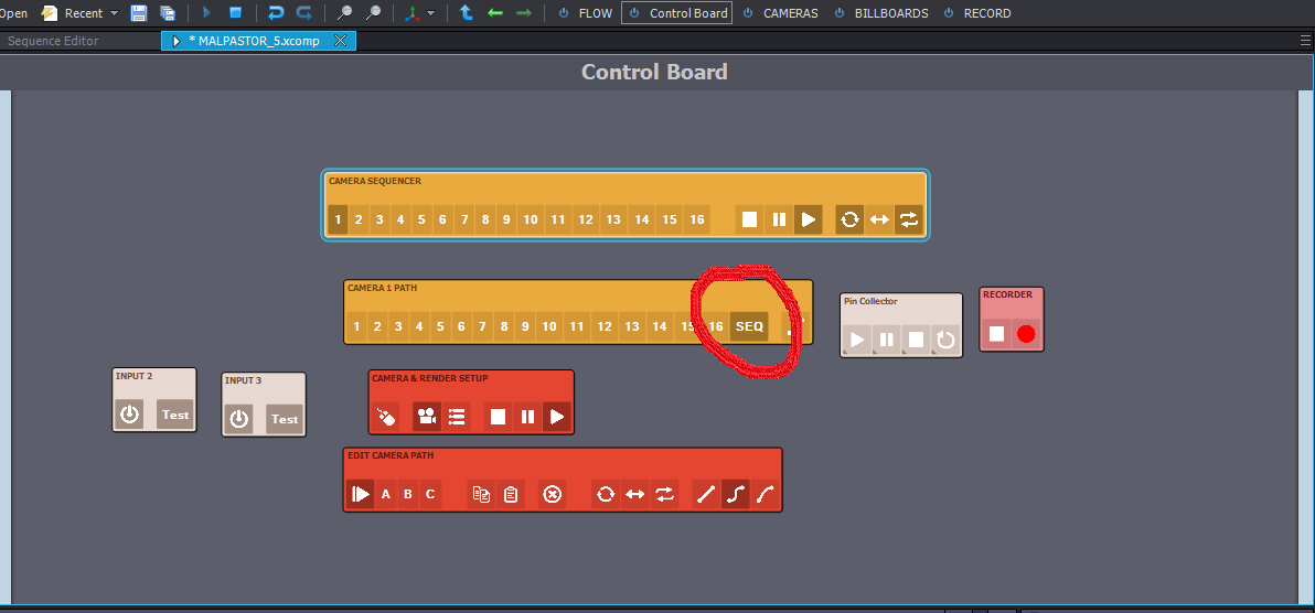 camera sequencer xcomp not appearing as it should