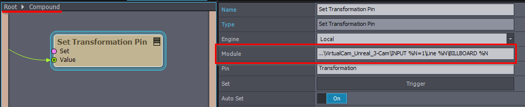 Set transformation pin : Compound cannot nested pins. PlayLists can.