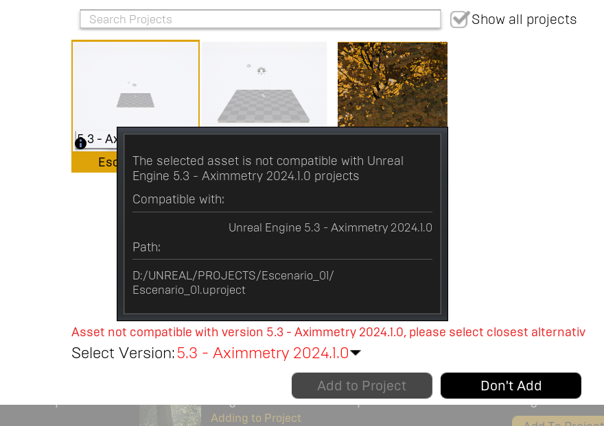 UE MARKETPLACE ASSETS NOT COMPATIBLE WITH AXIMMETRY UE EDITOR