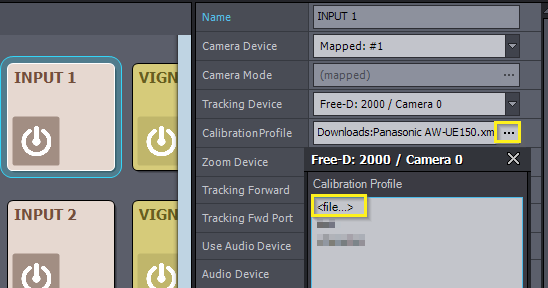 Panasonic AW-UE150 FreeD tracking profile