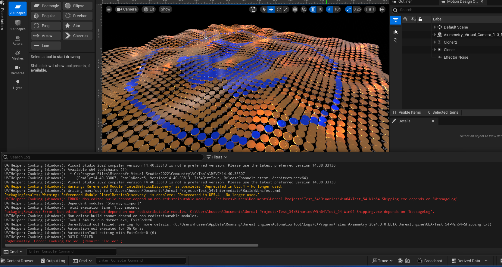 Unreal Editor - Aximmetry 2024.3.0 BETA :  error in cooking