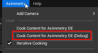 Unreal Editor - Aximmetry 2024.3.0 BETA :  error in cooking