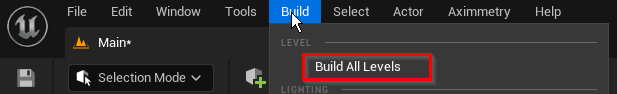 There is no indication in UE5 that lighting needs to be built, but in aximmetry it is shown that lighting needs to be built