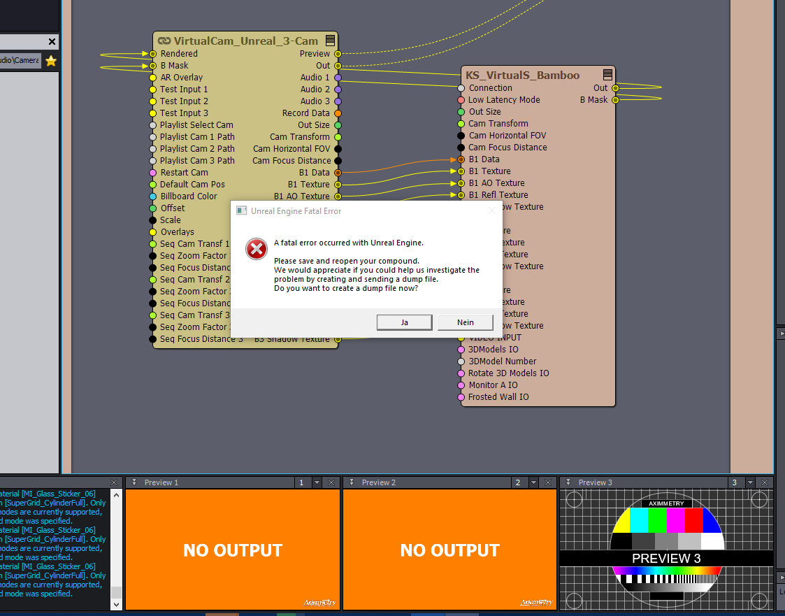 Unreal Editor - Aximmetry 2024.3.0 BETA :  error in cooking