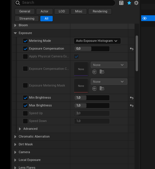 Different Exposures in new Unreal 5.4 version