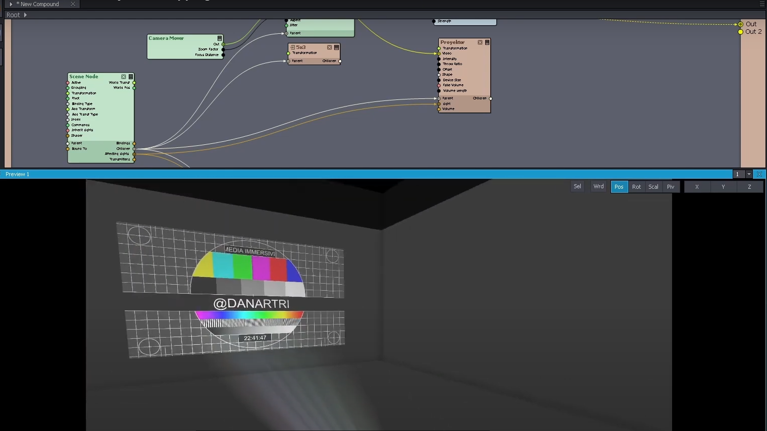 Projection Simulation in Aximmetry